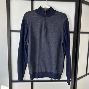 [M] NWT Filippo Riberti Italy Navy Blue Wooly Quarter Zip Longsleeve Sweater